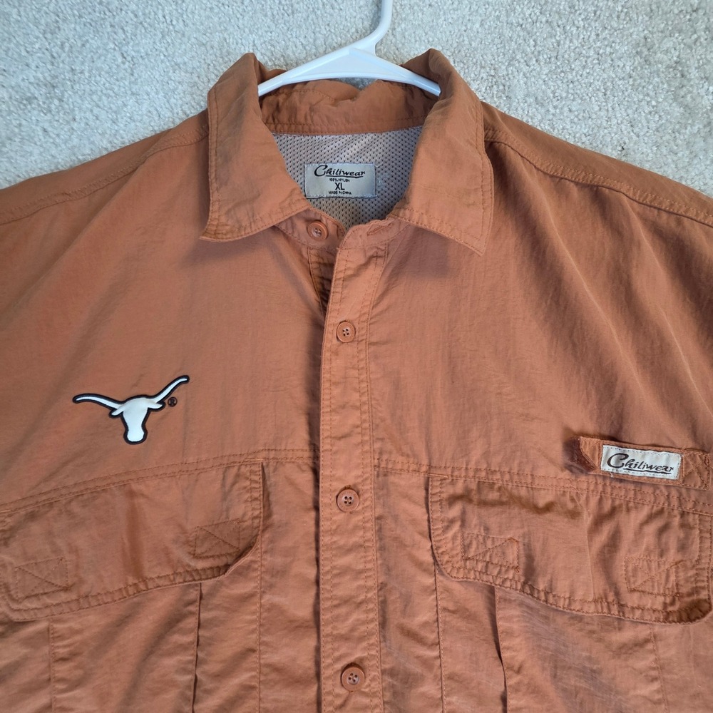 Chiliwear Texas Longhorns Mens XL Burnt Orange‎ Nylon Fishing Shirt Vented Back